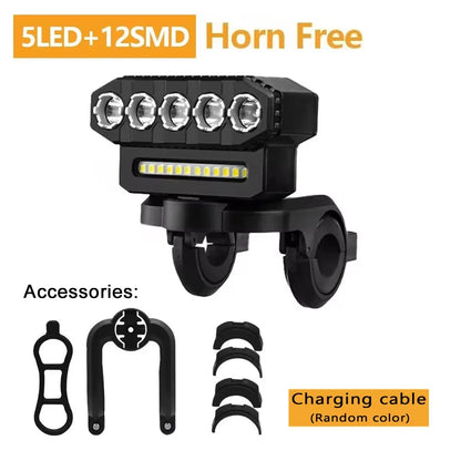 USB Rechargeable Bike Light with 130dB Horn & Wired Remote Control