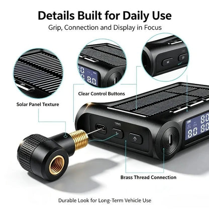 Contrôleur de pression des pneus (TPMS) solaire sans fil avec capteurs externes pour camions et véhicules récréatifs