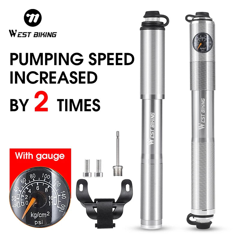 WEST BIKING 160PSI Fahrradpumpe mit Manometer