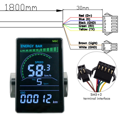 MCEZDY UART2 E-Bike Display & Fahrradcomputer 24V 36V 48V 60V LCD-Kilometerzähler