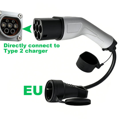 SUSUTOO Type 2 to Schuko Socket Power Adapter 16A