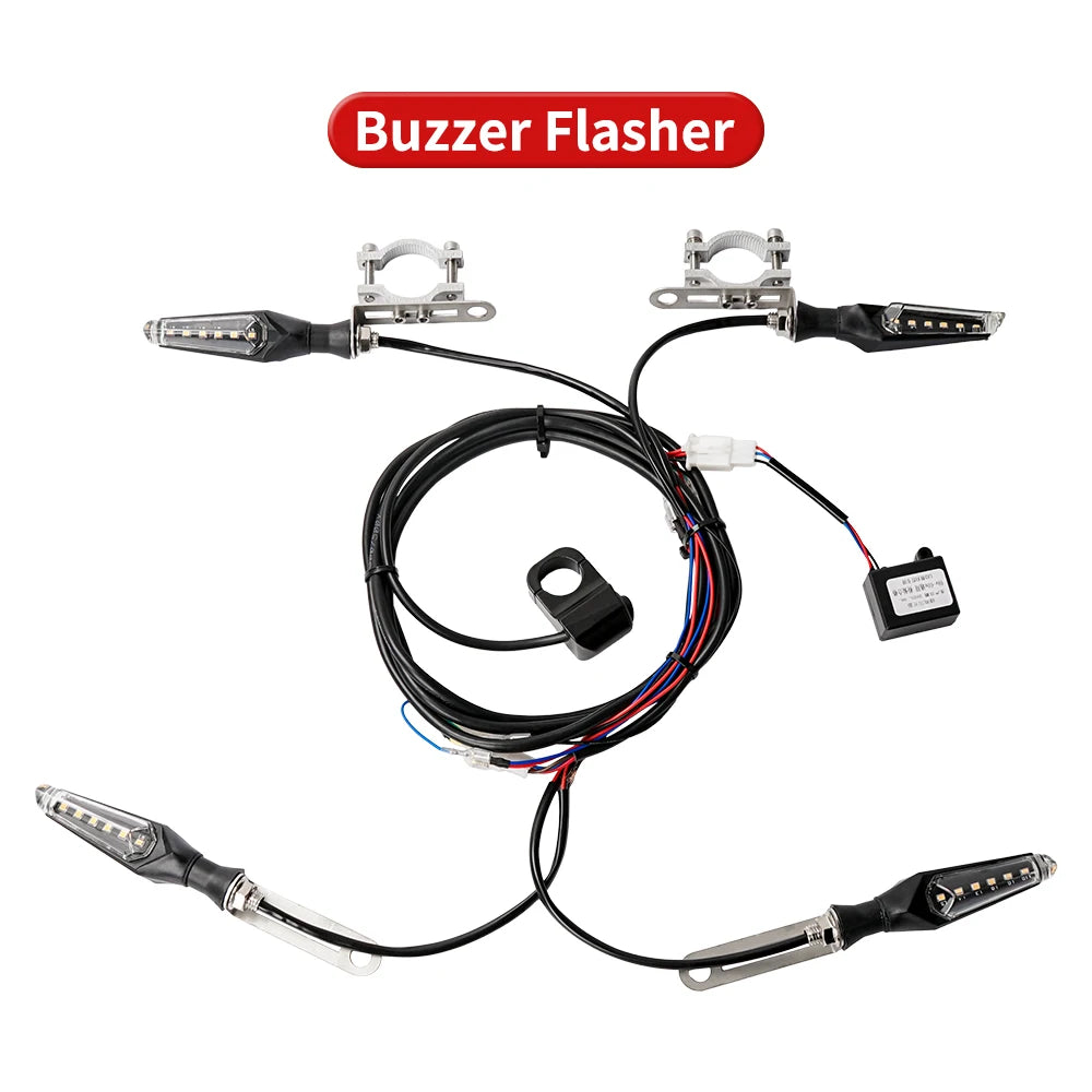 36V/48V E-Bike LED Turn Signal Light Kit with Flasher & Handlebar Switch