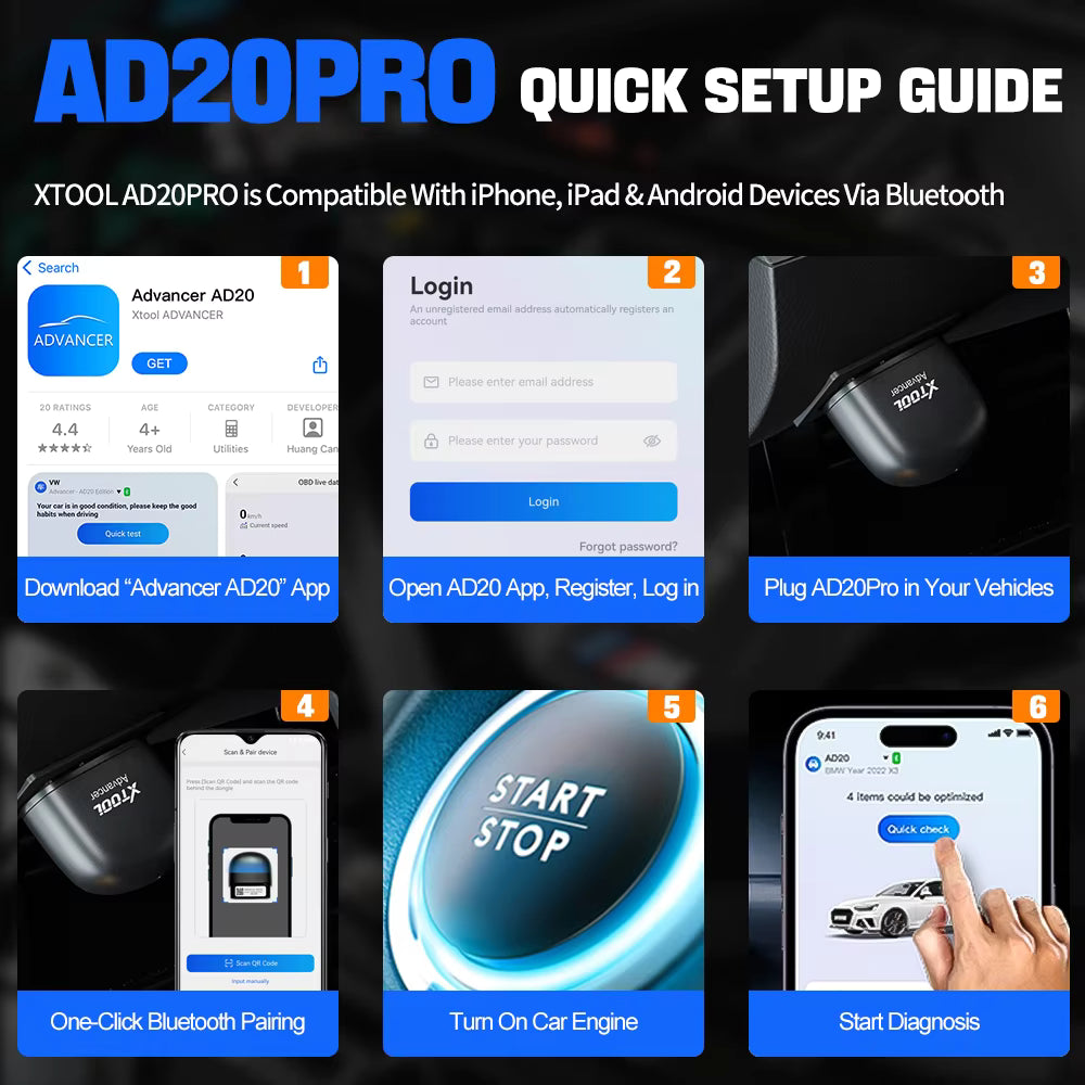 Scanner OBD2 Bluetooth XTOOL AD20 Pro