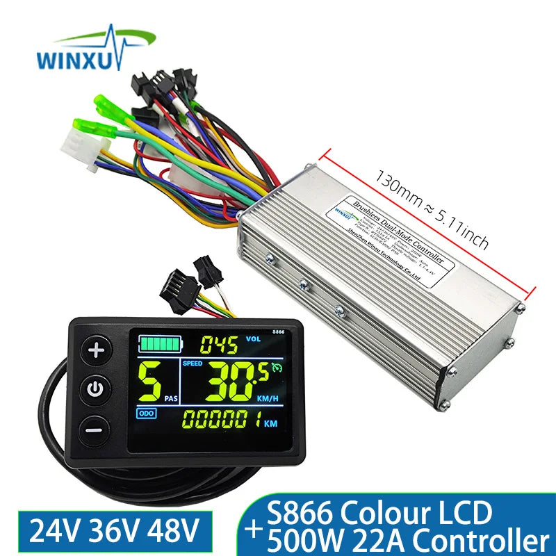 S866 Color LCD Display & Brushless Motor Controller Kit for E-Bike