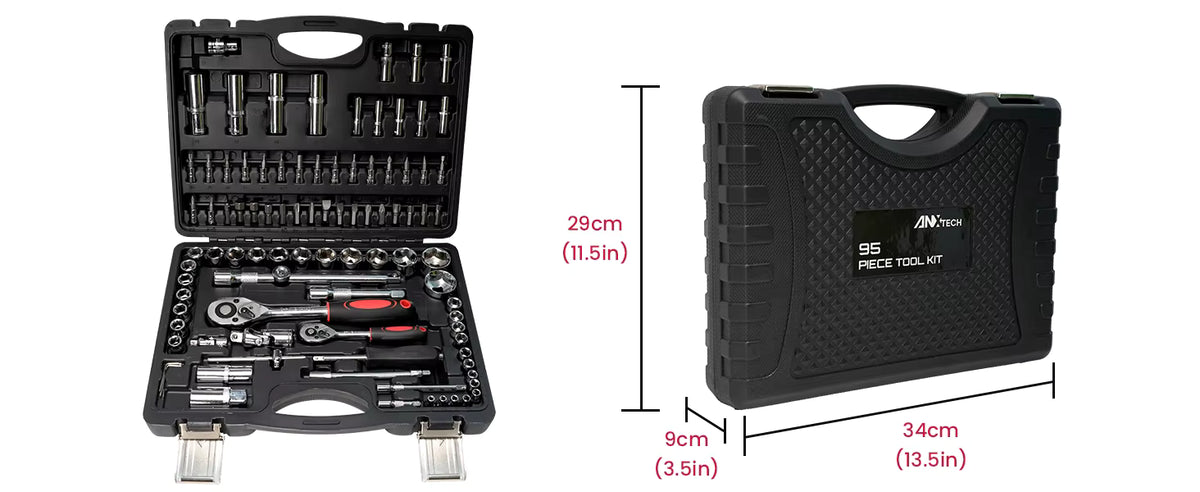 95-Piece CR-V Steel Socket Wrench Set with 1/4-Inch & 1/2-Inch Drives