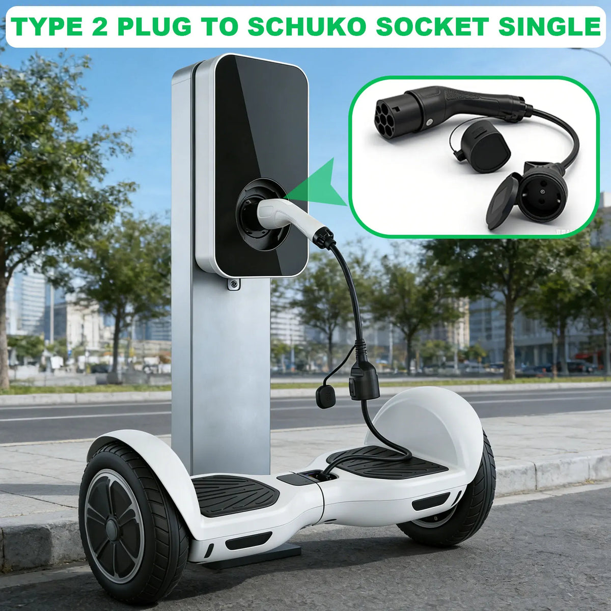 SUSUTOO Type 2 to Schuko Socket Power Adapter 16A