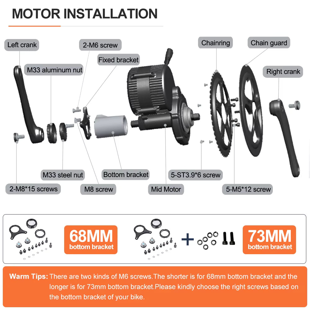 BAFANG M615 48V 1000W BBSHD CAN-BUS Mittelmotor E-Bike Umbausatz
