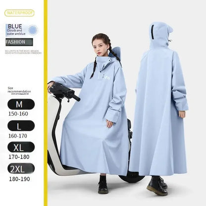 Adult Waterproof One-Piece Cycling Rain Poncho for E-Bikes