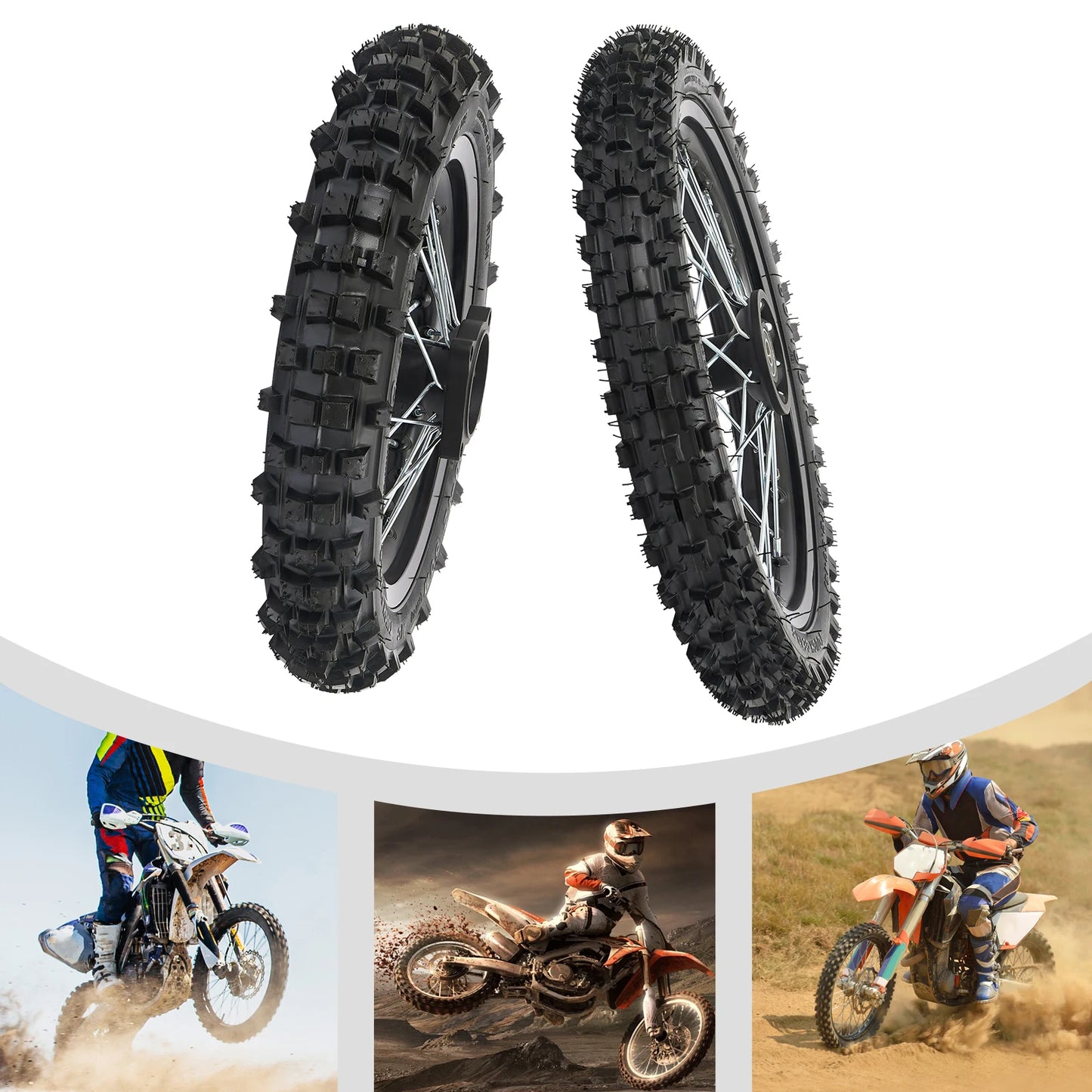 80/100-12 60/100-14 Radnabe mit Reifen, Speichenfelgensatz für Offroad-Motorräder, Vorderrad-Hinterrad-Baugruppe, Upgrade-Modifikation