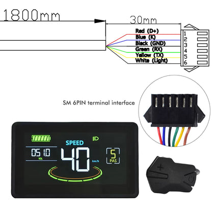 MCEZDY UART2 E-Bike Display & Fahrradcomputer 24V 36V 48V 60V LCD-Kilometerzähler