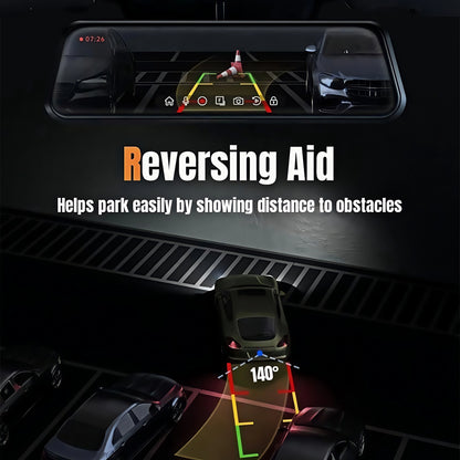 Rétroviseur dashcam à écran tactile IPS de 10 pouces avec enregistrement 4K avant et arrière