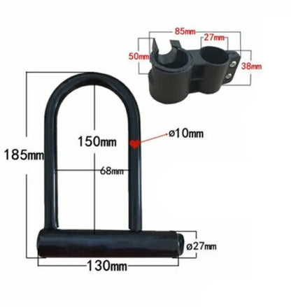 Heavy Duty U-Shaped Bike Lock with 2 Keys & Mounting Bracket
