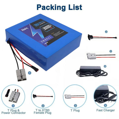 72V Lithium E-Bike Battery Pack – 20Ah or 30Ah with 5A Charger