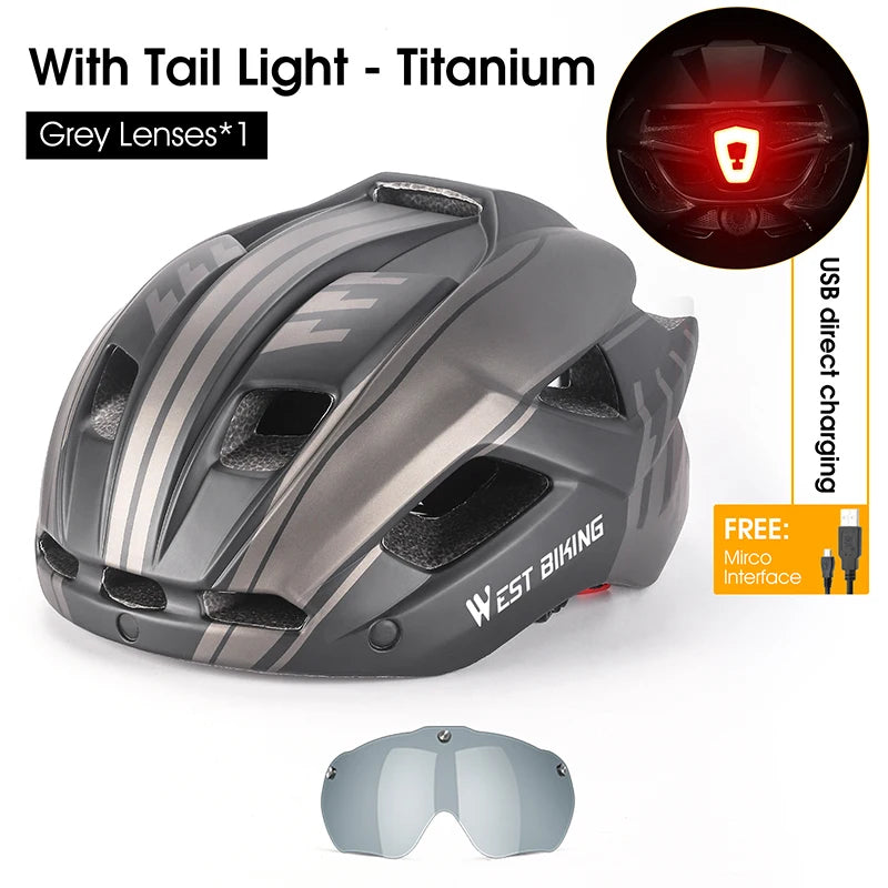 WEST BIKING LED-Licht-Fahrradhelm