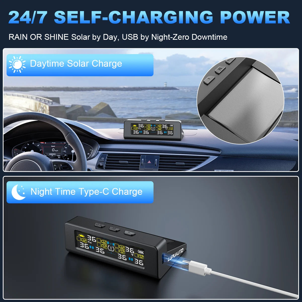 T20 Solar & USB TPMS Tyre Pressure Monitor