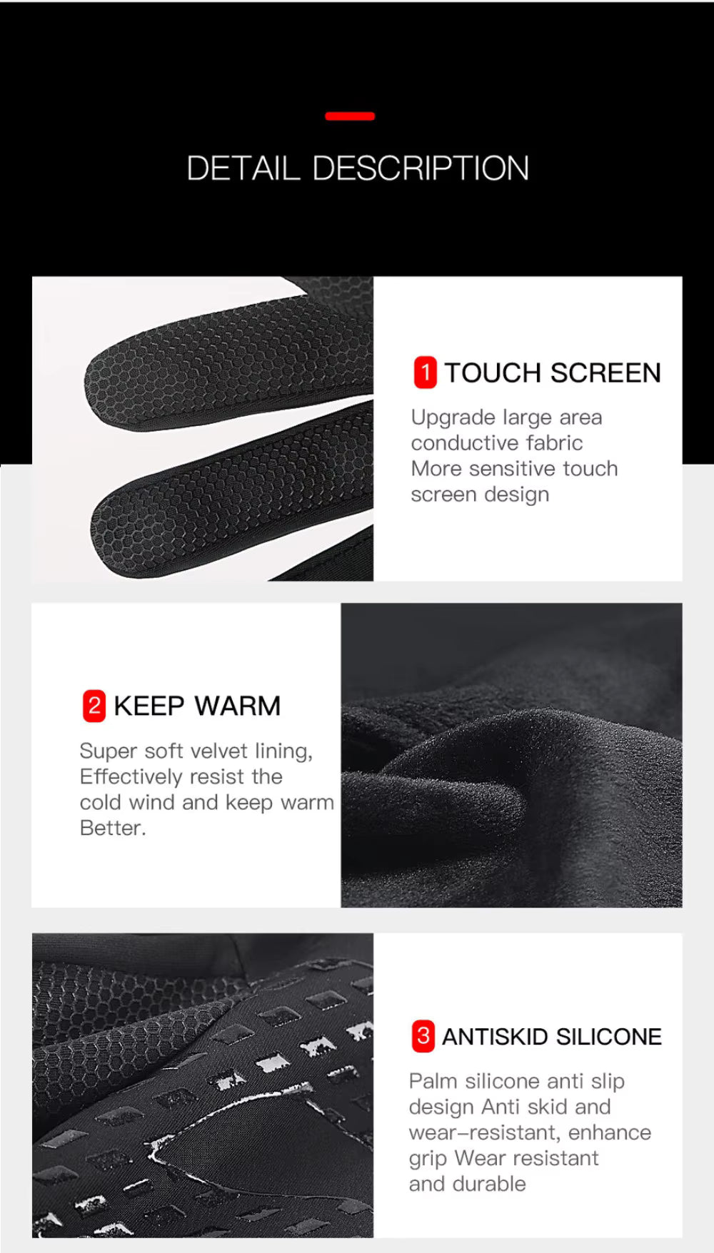 Winter-Touchscreen- und rutschfeste Fahrradhandschuhe