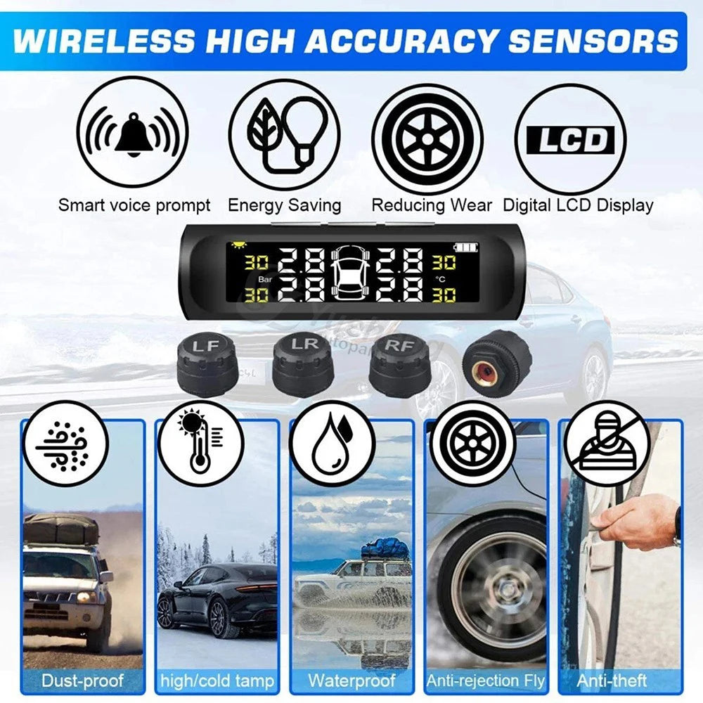 Solar Wireless TPMS Tyre Pressure Monitoring System