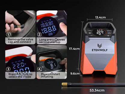 Compresseur d'air portable ETENWOLF ZEPHYR S3C 160 PSI avec batterie 7800mAh