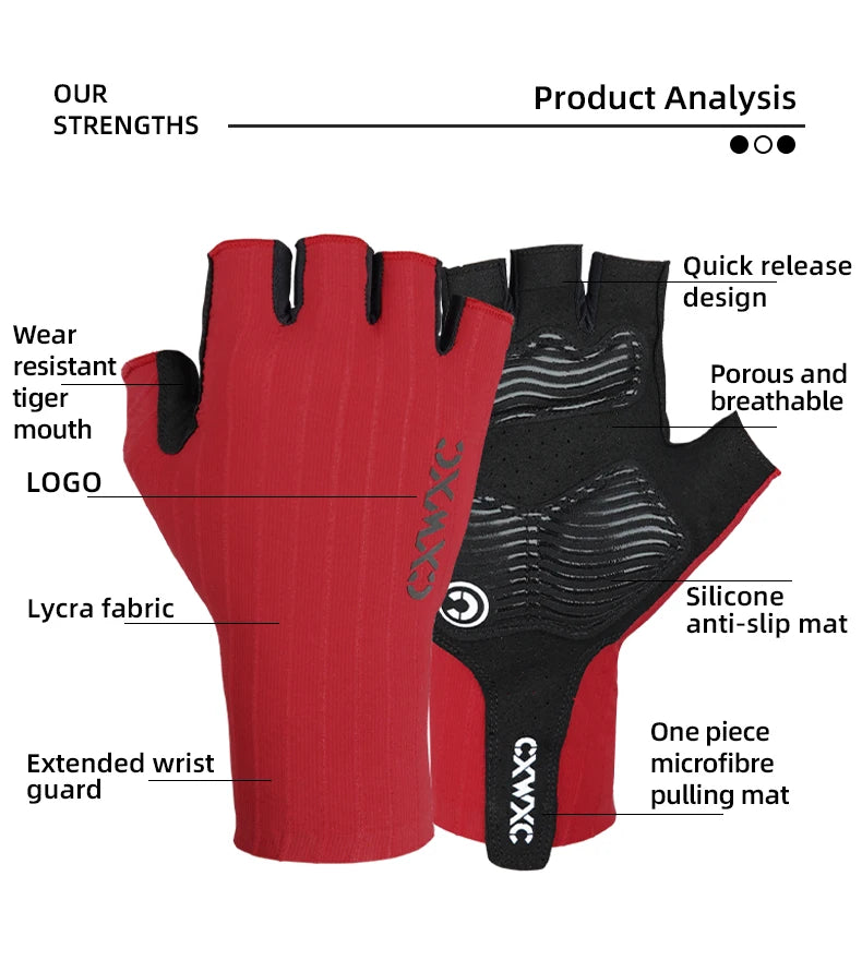 Cycling Half Finger Gloves with Extended Wrist Support