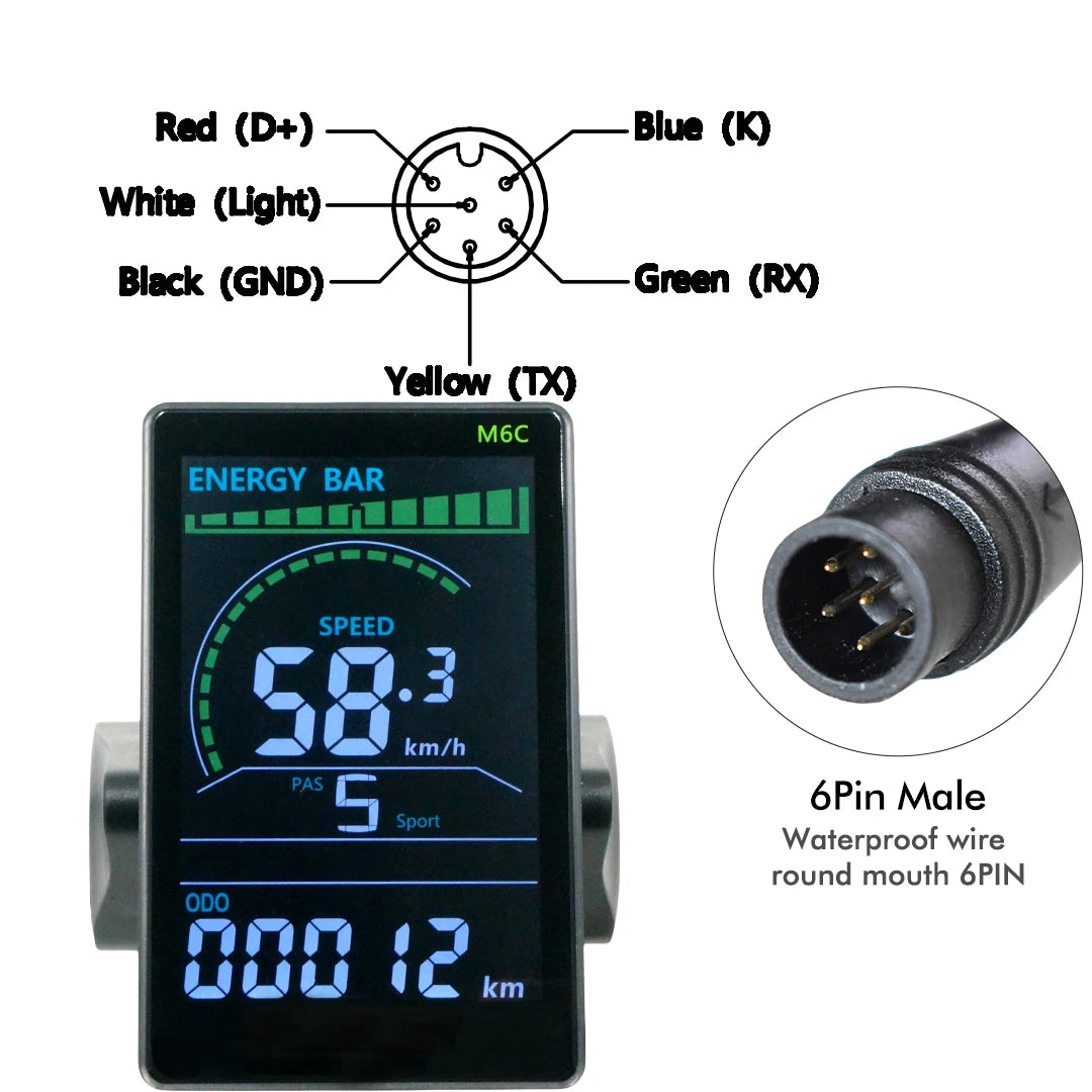 MCEZDY UART2 E-Bike Display & Fahrradcomputer 24V 36V 48V 60V LCD-Kilometerzähler