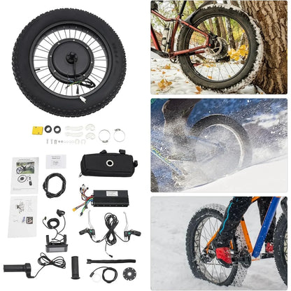 48V 1500W Snow E-Bike Rear Wheel Conversion Kit – Wide Tyre Hub Motor + LCD Display