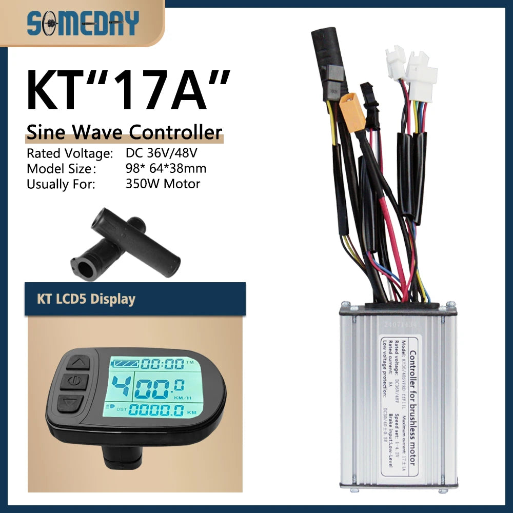 KT Sine Wave E-Bike Controller with LCD5 Display – 36V/48V Waterproof Kit