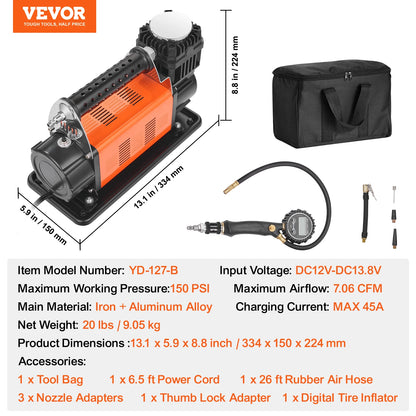 SucceBuy 150 PSI Dual-Cylinder Heavy-Duty Air Compressor