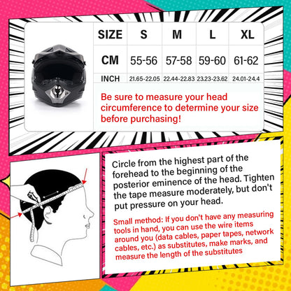 Motocross Integralhelm Erwachsenen Dirt Bike UTV Offroad Helm Brille Handschuhe und Gesichtsmaske Mattschwarz Motorradzubehör