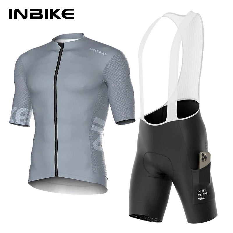 INBIKE Men's Short Sleeve Cycling Jersey & Shorts Set with Padded Shorts