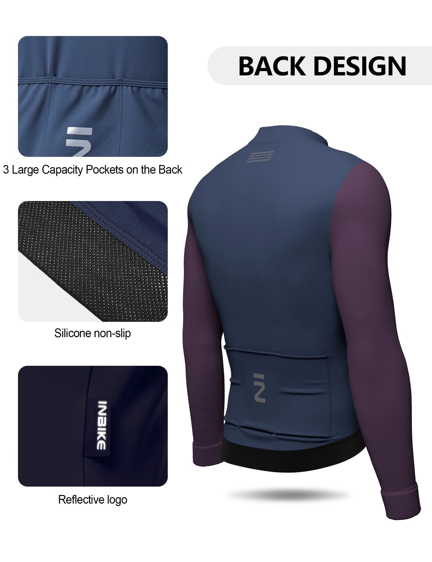 INBIKE Men's Winter Thermal Cycling Jersey & Fleece Bib Tights Set with Pockets