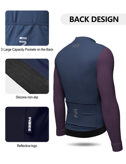INBIKE Men's Winter Thermal Cycling Jersey & Fleece Bib Tights Set with Pockets
