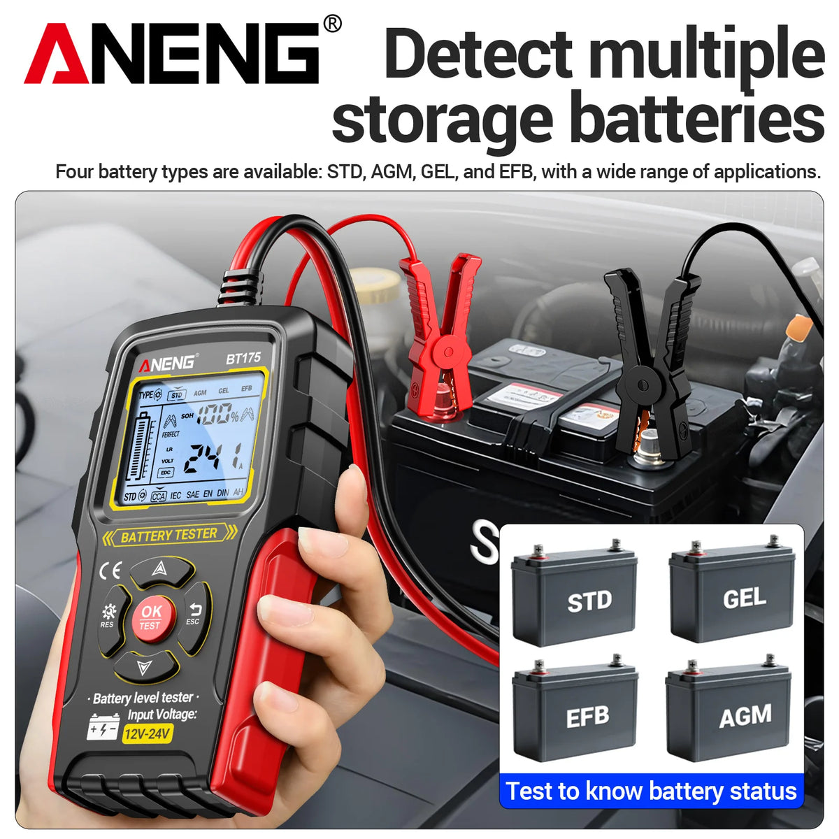 ANENG BT175 Vehicle Battery Analyzer 8–36V