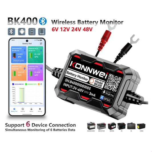 KONNWEI BK400 Wireless Battery Monitor 6V–48V