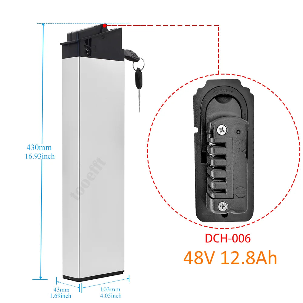 Tooefft DCH-006 E-Bike-Akku 48V - 10,4Ah/12,8Ah/13,6Ah/14Ah