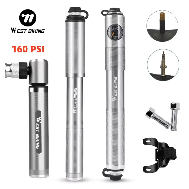 WEST BIKING 160PSI Fahrradpumpe mit Manometer