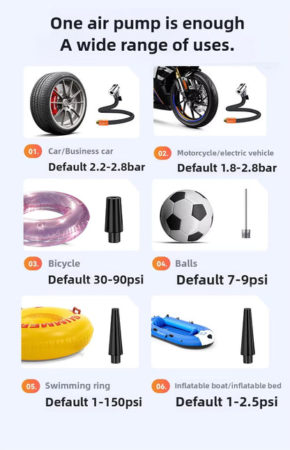Compresseur d'air sans fil EAFC 30 L/min pour pneus