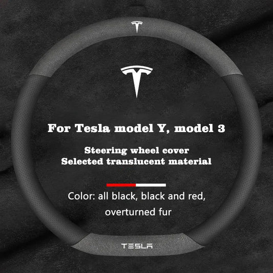 Suede Steering Wheel Cover for Tesla Model 3 / Model Y / Model S / Model X