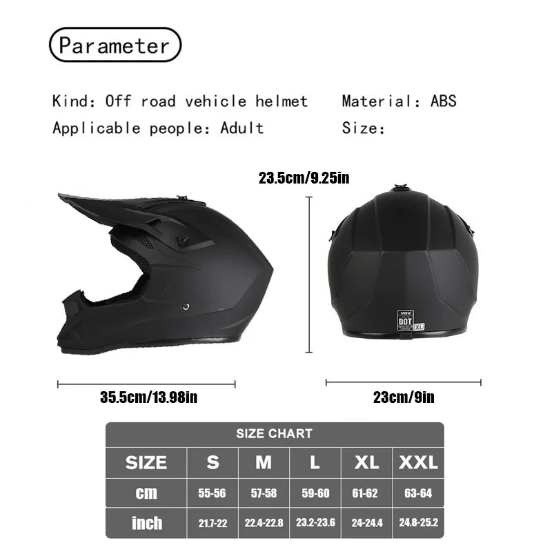 VGV Motocross Helmet Set with Goggles, Gloves & Face Cover