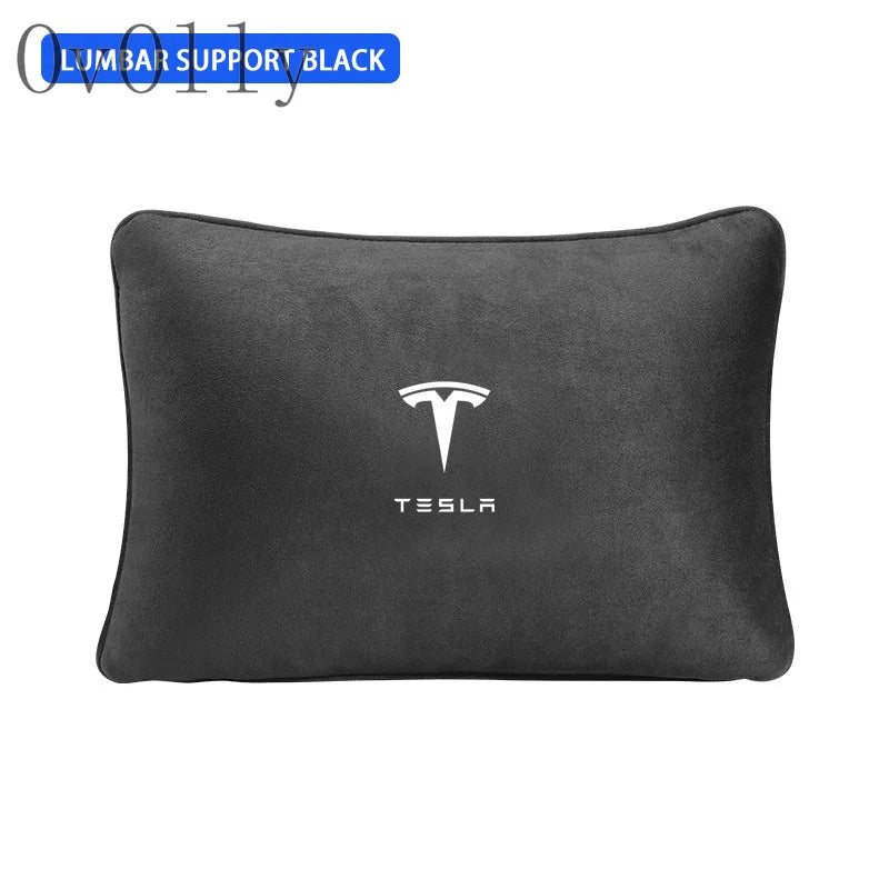 Suede Car Headrest & Lumbar Support Pillow for Tesla
