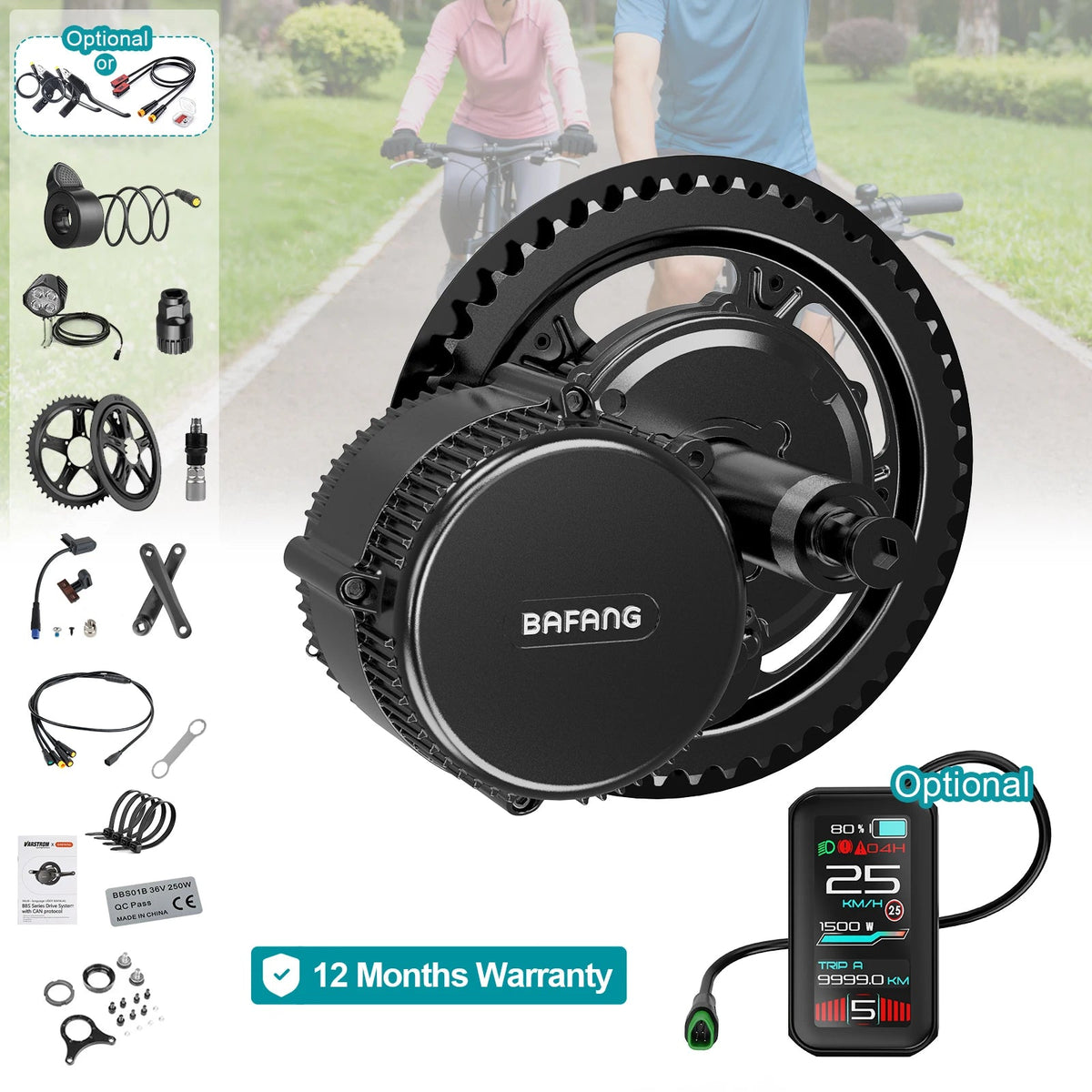 Kit de conversion pour vélo électrique à moteur central BAFANG BBS02B 48V 500W 750W