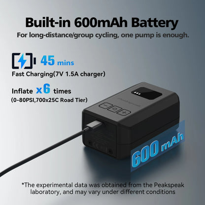 Peakspeak AS260PRO Mini Electric Bike Pump – 120 PSI Cordless Inflator