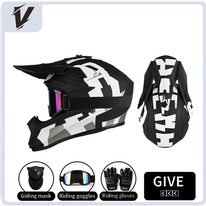 VGV Motocross Helmet Set with Goggles, Gloves & Face Cover