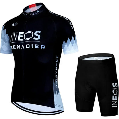 INEOS Men's Cycling Jersey & Padded Shorts Set for Road & MTB Riding