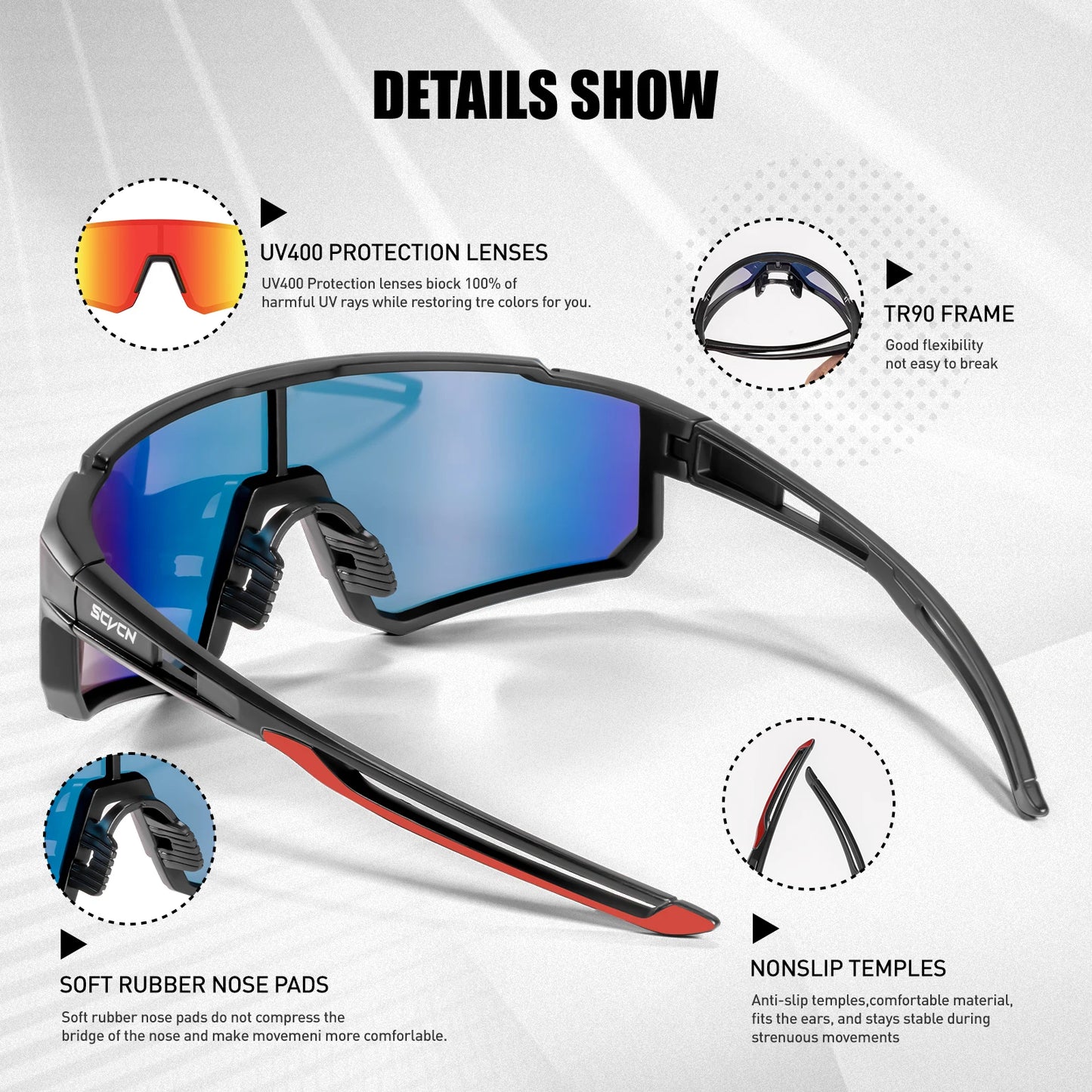 SCVCN UV400 Radsport-Sonnenbrille