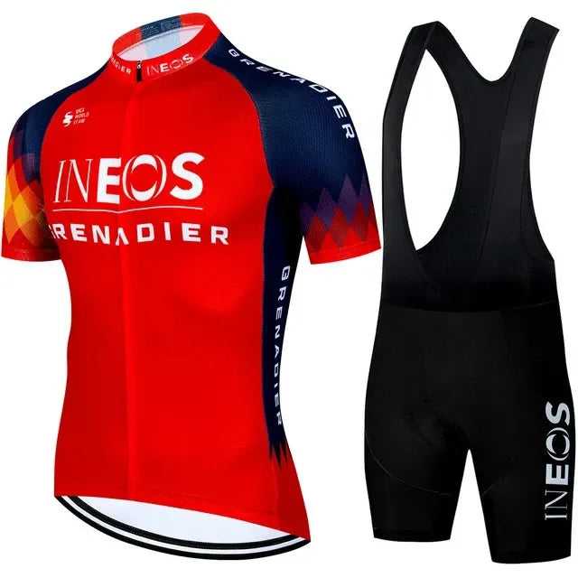 INEOS Men's Cycling Jersey & Padded Shorts Set for Road & MTB Riding