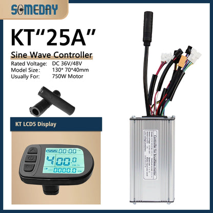 KT Sine Wave E-Bike Controller with LCD5 Display – 36V/48V Waterproof Kit
