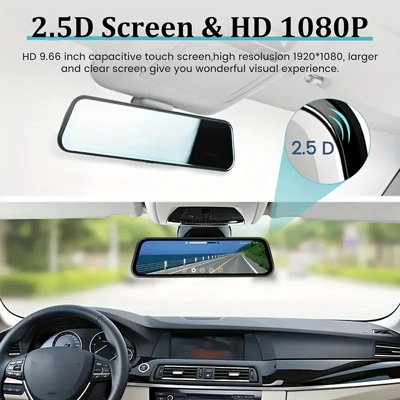 Rétroviseur dashcam à écran tactile IPS de 10 pouces avec enregistrement 4K avant et arrière