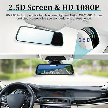 Rétroviseur dashcam à écran tactile IPS de 10 pouces avec enregistrement 4K avant et arrière
