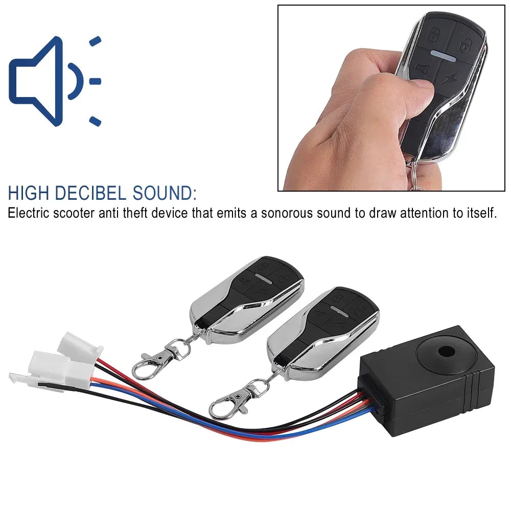 Anti-Theft Alarm System with Dual Remote Control for E-Scooters & E-Bikes