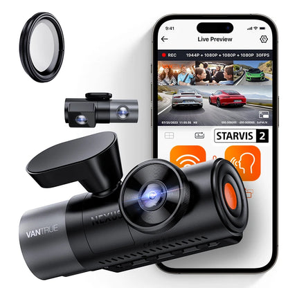 Caméra embarquée 4 canaux Vantrue N5 à 360° avec WiFi, GPS et vision nocturne infrarouge